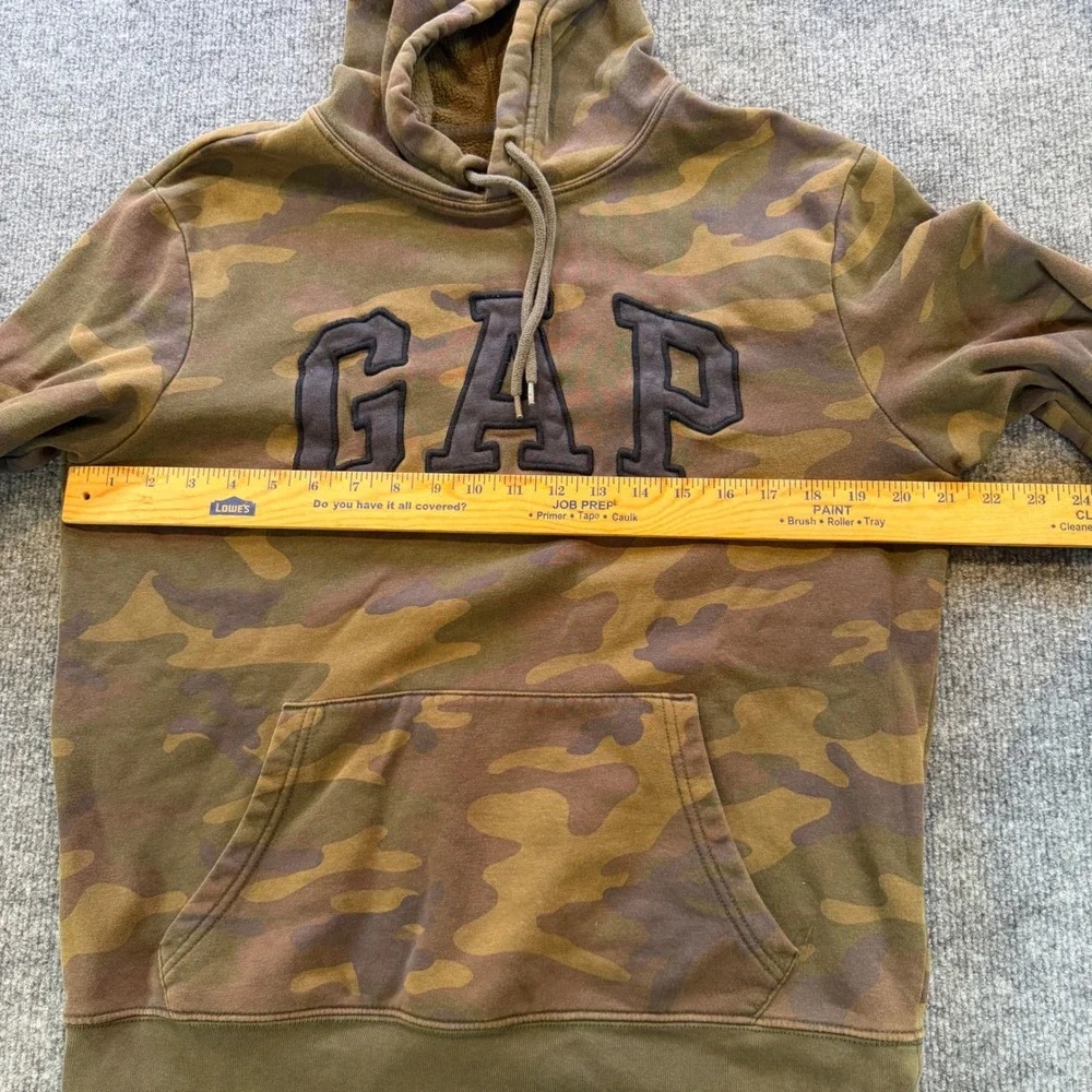 Gap Mens Camouflage Arch Logo Fleece Pullover Hoodie Camo Brown Green M